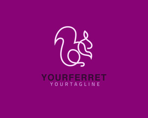 Cool one line ferret logo design and unique animal concept, can be used as a sign, app Icon or symbol, multi-layer vector and easy to modify, size and color, compatible with all illustrator versions