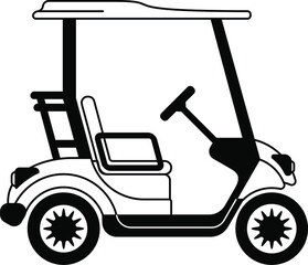 Nice golf cart icon Vector design isolated on white background Golf trolley emblem
