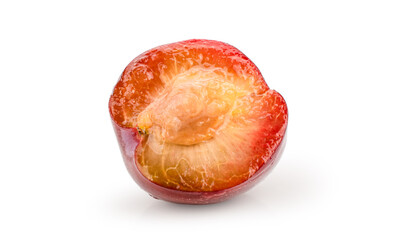 red cherry plum on white background