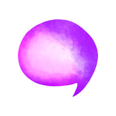 Illustration of a purple watercolor speech bubble on a white background.