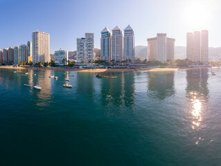 Beautiful view of the beach, aerial view of the sea, acapulco beach
