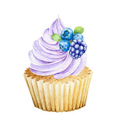 Watercolor Cupcake illustration, bakery illustration
