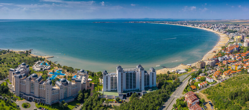 Aerial view to the sea resort Sunny Beach, Bulgaria