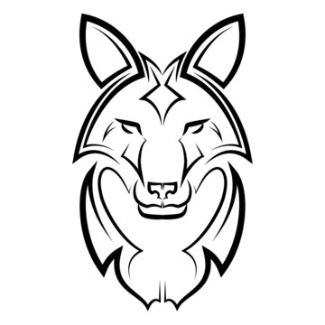 Black and white line art of fox head. Good use for symbol, mascot, icon, avatar, tattoo,T-Shirt design, logo or any design.