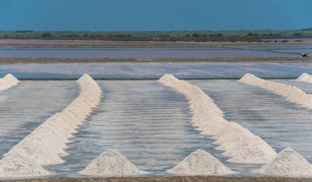 mounds of sea salt piled up close to Hua Hin