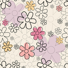 Delicate Flowers vector seamless pattern