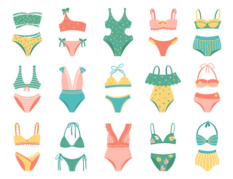 Set Different Types Swimsuits
