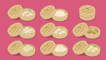 様々な点心のベクターイラスト素材