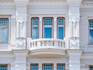 Architectural detail of a fresh restored old building in the center of Timisoara, Romania.