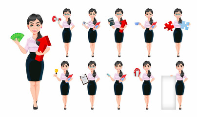Beautiful Successful Business Woman Cartoon Character