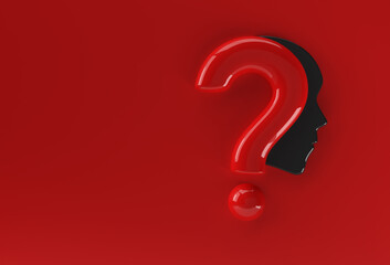 Fototapeta premium 3d Render Question Mark with Human Face Icon illustration Design Element.