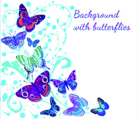 Obraz na płótnie Canvas Illustration delicate background with butterflies and drops