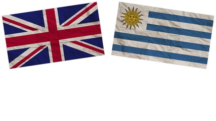 Uruguay and United Kingdom Flags Together Paper Texture Effect Illustration