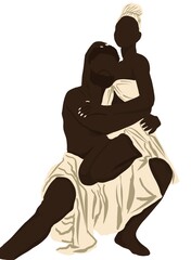 Hot couple. A man hugs a woman Romance and passion. African American couple. Flat cartoon style illustration 