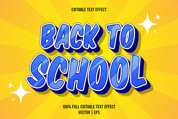 Back to school editable text effect 3 dimension emboss cartoon style