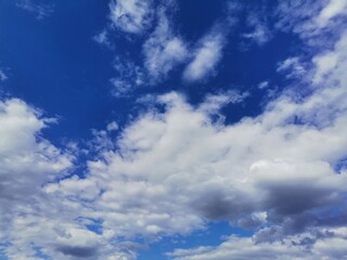 Blue sky and white clouds.