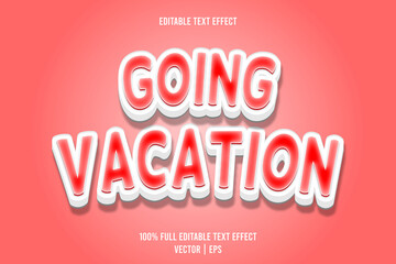 Going vacation editable text effect 3 dimension emboss cartoon style