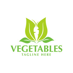 green vegetable logo with green leaf and carrot