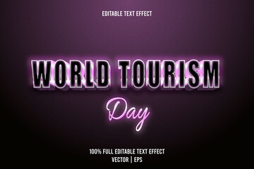 Fototapeta premium World tourism day editable text effect 3 dimension emboss luxury style