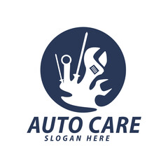 automotive car care repair grage logo design concept template