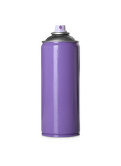 Can of purple spray paint isolated on white. Graffiti supply