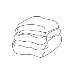 Lard with meat continuous line drawing. One line art of bacon, belly meat, pork.