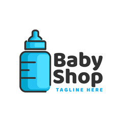 Blue pacifier baby shop line logo design template inspiration