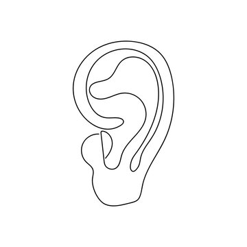 recommend clip art: Human ear one line art. Continuous line drawing of human, organs, ear, hearing organ, auricle.