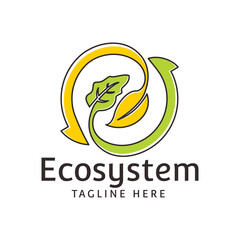Ecosystem Green ecology leaf earth day logo design template inspiration