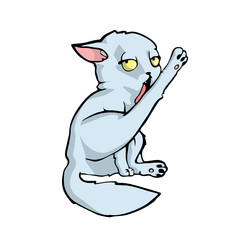 Cat Cute cartoon illustration on white background Vector illustration.