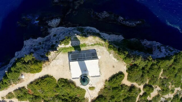 Aerial, Lighthouse At Cape Lefkada, Greece