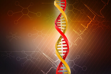 3d illustraction of dna structure in medical abstract background	