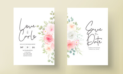 Beautiful Hand Drawn Floral Wedding Invitation Card Template