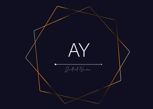 Stylish and elegant Golden polygon with letter AY with dark blue background signature logo for company name or initial 