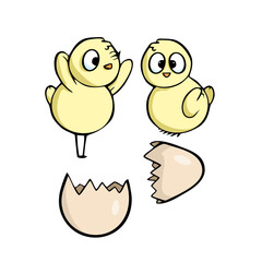hatched chicks easter isolated Vector illustration