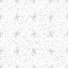 Hand Drawn grey Snowflakes Christmas Seamless Patt