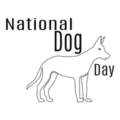 National Dog Day, contour silhouette of a dog for a thematic opening or banner