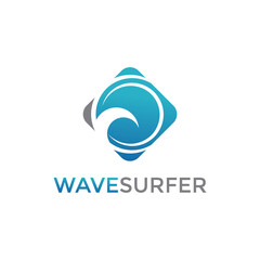 Wave Surfer Logo Vector