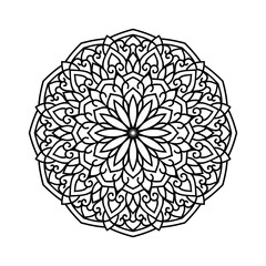 Mandala pattern design for book cover, greeting card, coloring page, ethnic style with white background