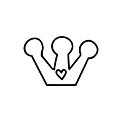 Single hand drawn crown. Doodle vector illustration. Isolated on a white background.