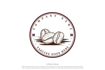 Vintage Retro Coffee Bean for Cafe Restaurant Bistro Farm Product Label Logo Design Vector