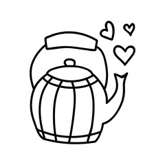 Single hand drawn kettle. Doodle vector illustration. Isolated on a white background. Goblincore style