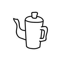 Single hand drawn kettle. Doodle vector illustration. Isolated on a white background. Goblincore style