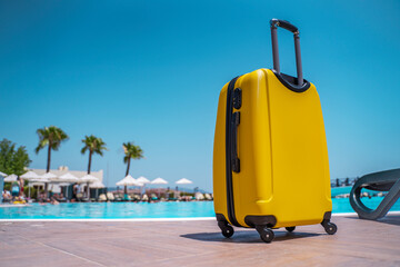 travel suitcase on the beach