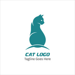 Abstract Flat Cat Logo Design Template