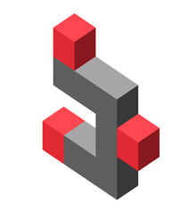 Abstract cubic isometric logo object, can be used as a template