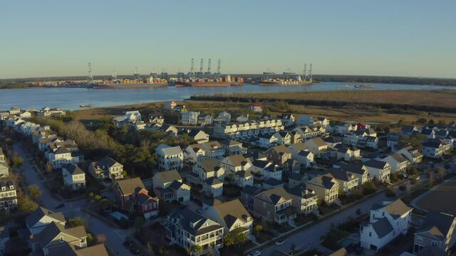 Flying Over The Daniel Island Community Towards The Wando River