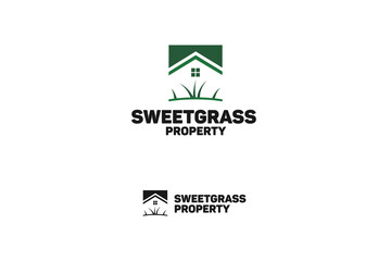 Sweet grass property logo design template, sweetgrass logo, A unique and clear grass with house. Suitable for any Business.
