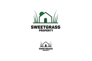 Sweet grass property logo design template, sweetgrass logo, A unique and clear grass with house. Suitable for any Business.