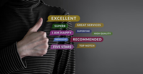 Customer Experience Concept. Happy Client Giving Excellent Services Rating for Satisfaction by...